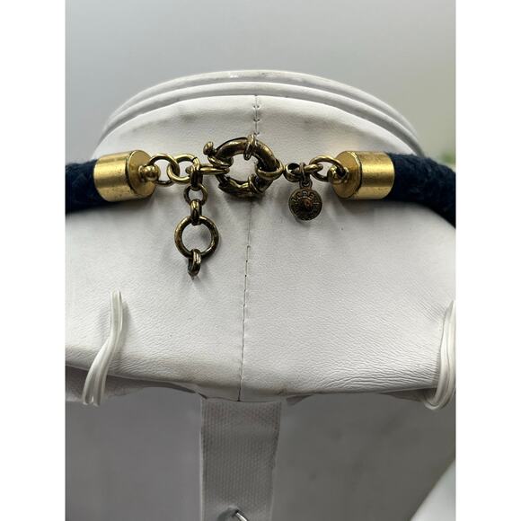 J. Crew MultiStrand Woven Blue Rope Bugandy and White Beaded Gold Tone Necklace - Picture 5 of 11
